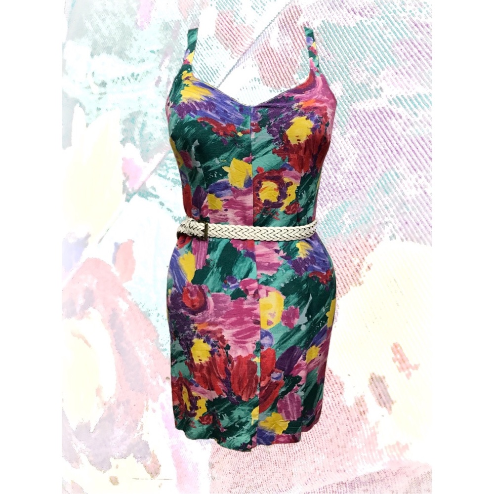 70s Vintage Timely trends floral painted dress